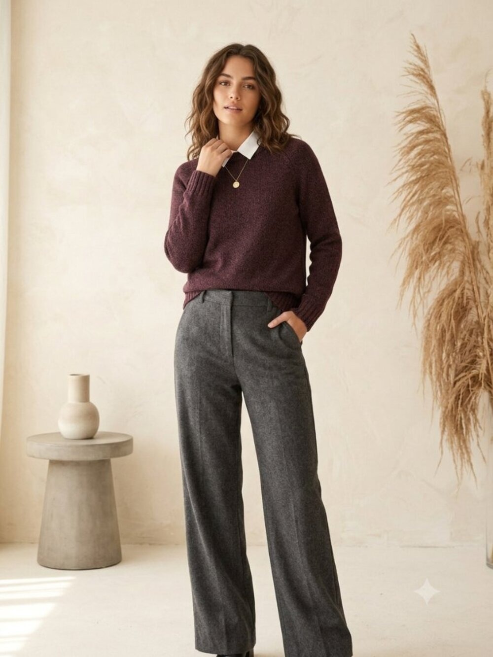 Marc Jacobs Burgundy & Black Woven Knit Sweater Wool Cashmere Blend Small 0459